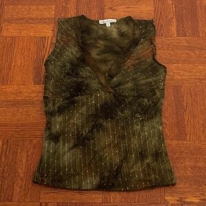 Moa Moa Green Khaki Sequins Tank M